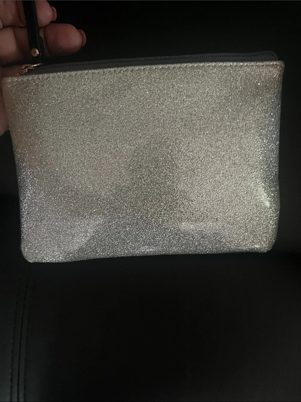 kate spade Silver Glitter Cosmetic Pouch